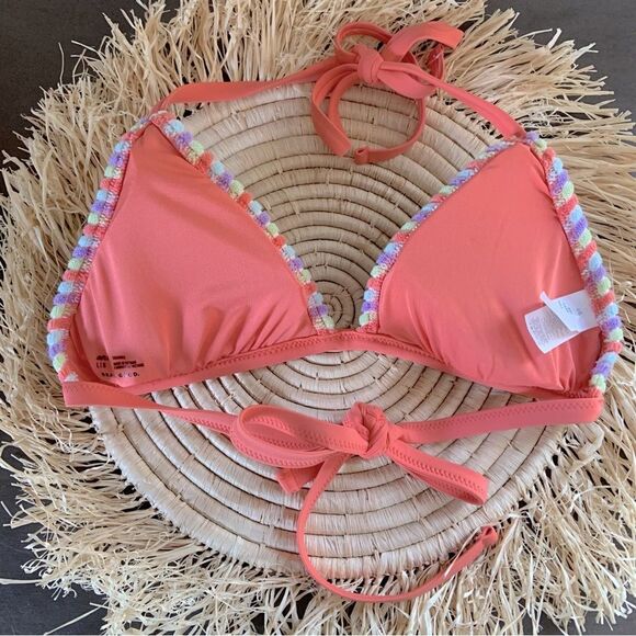 AERIE Terry Striped Triangle String Bikini Swim Top Large - Picture 4 of 13